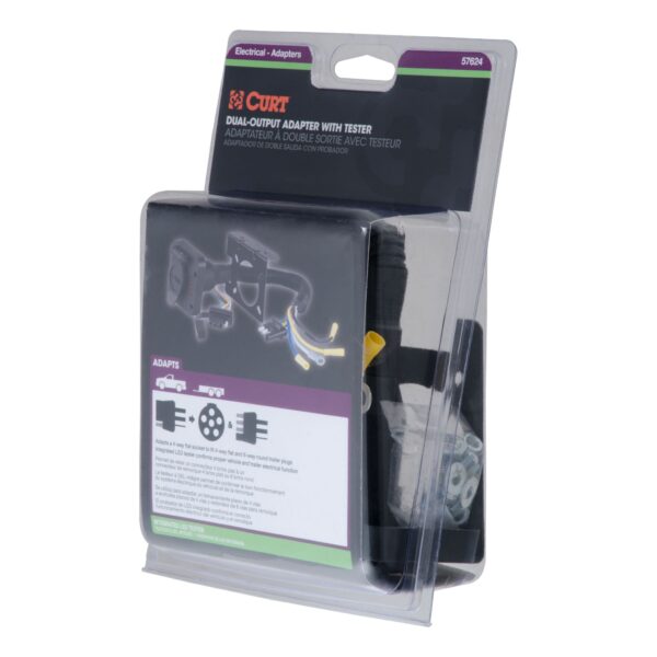 Dual-Output Electrical Adapter with Tester (Adds 6-Way Round to 4-Way Flat)