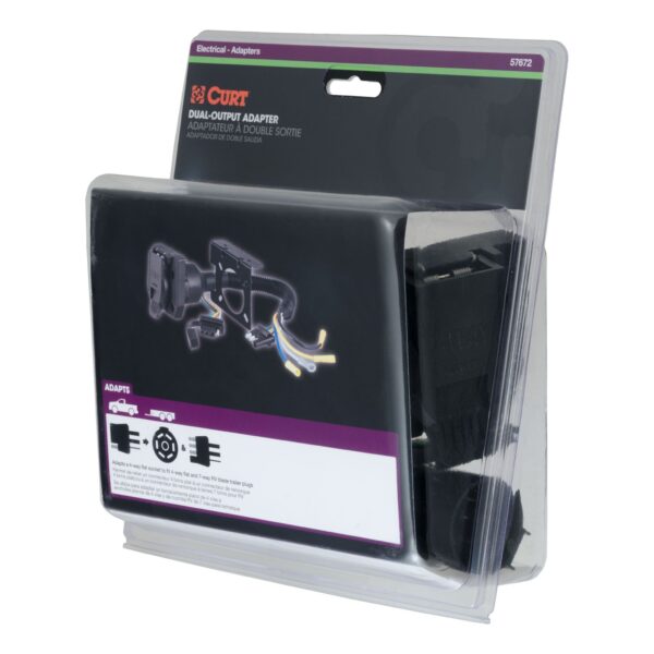 Dual-Output Electrical Adapter (Adds 7-Way RV Blade to 4-Way Flat)