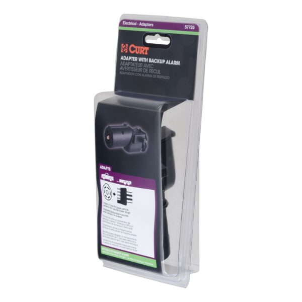 Adapter with Backup Alarm (7-Way RV Blade Vehicle to 5-Way Flat Trailer)